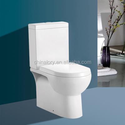 China Western Style Bathroom Sanitary Ware Double-Flow Ceramic P-Trap Down Wash Two Piece Toilet for sale