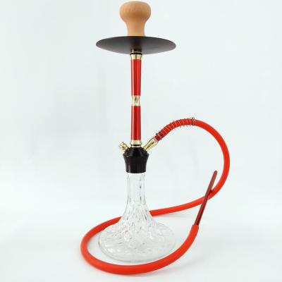 China Smoking Tools New Arrival MD-M63 Big Size Aluminum Stem Shesha Hookah Set With Silicone Single Hose Glass Hookah for sale