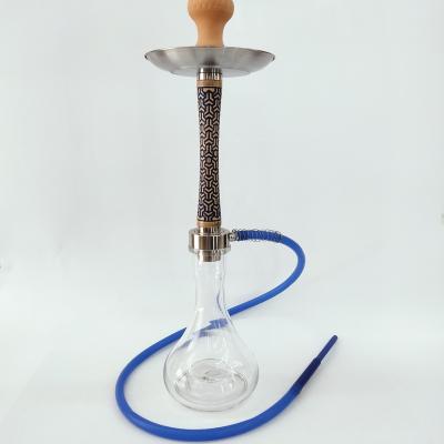 China New Design Quality Wooden Grain Narguile MD-L47 Glass Bottle Shisha Hookah Aluminum Hookah Smoking Set New for sale