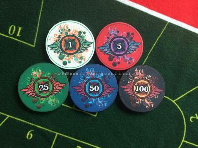 China ceramic poker chip with UK customer design 39X3.3MM for sale