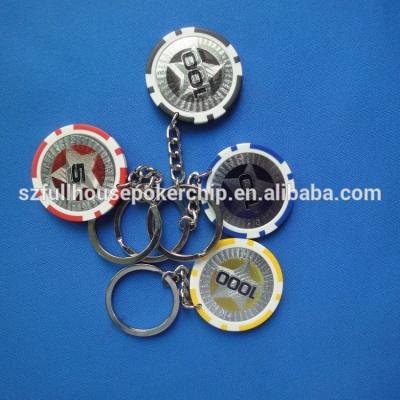 China poker chip key chain with casion type 40 43 55mm for sale