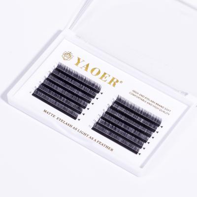 China Natural Wholesale Private Label Long Lash Trays Matte Black Person Lashes Extension End Edged Eyelashes for sale