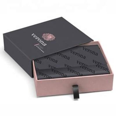 China Customized Design Recyclable Clothing Black Fashion Drawer Jewelry/Gift Packaging Sliding Paper Box With Your Own Logo for sale