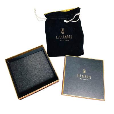 China Recyclable Custom Logo Black And Gold Luxury Cosmetics Jewelry Gift Cardboard Packaging Boxes With Lid for sale