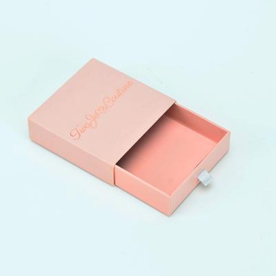 China Recyclable Small Rectangular Pink Gift Drawer Box Sliding Paper Box for sale