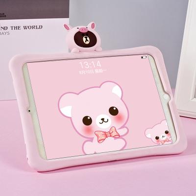 China 2021 Kid-Friendly New Korean Pink For Girls Silicone Cartoon Pig With Air 1/2 Stand 9.7 Inch For iPad 3 Back Cover for sale