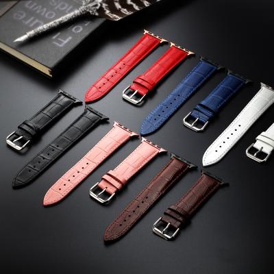 China Genuine Leather Genuine Leather Smart Watch Bands Straps 38 40 42 44MM Leather Watch Band For Apple iWatch for sale