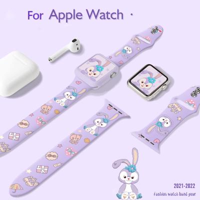 China Soft Custom Design Cute Cartoon Silicone Watch Bands And Case For Apple iPhone Watch Bands Women for sale