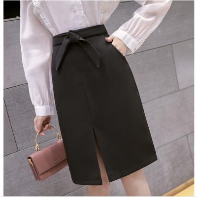 China Breathable Fashion Solid Bowknot Split Ladies Tutu Skirt Elegant Slim Pencil Skirts Women Clothing for sale