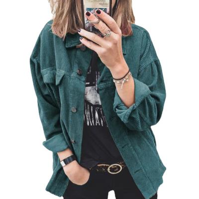 China QUICK DRY Casual Outdoor Lapel Shirt Corduroy Long Sleeve Loose Jackets Coat Women for sale