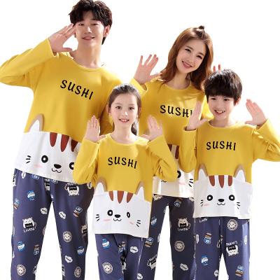 China Cute Cat Bear Woman Child Family Match Cotton QUICK DRY Warm Cartoon Winter Pajamas for sale