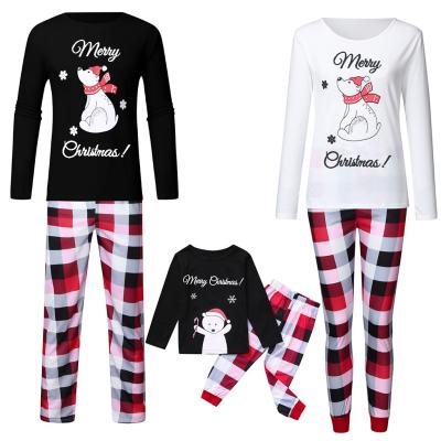 China Cheap 100% Cotton Mummy Bear Cartoon Pajamas Soft Woman Kid Plaid Christmas Holiday Family Match QUICK DRY for sale