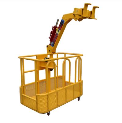 China TRUCK CRANE Hot Selling Long Arm Folding Crane Boom Forklift Crane Lifting Cradle Truck Basket for sale