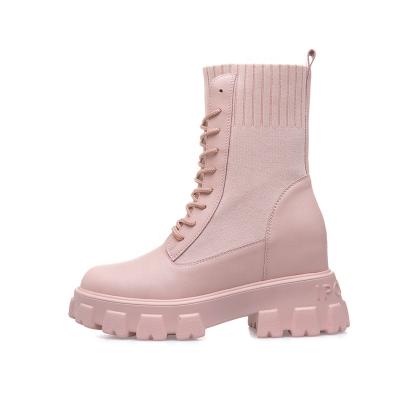 China CHELSEA REJECTS Genuine Leather Boots Women Shoes Stretch Chunky Ankle Boots 2020 Winter Female Kids Women Platform Shoes Ladies Boots for sale