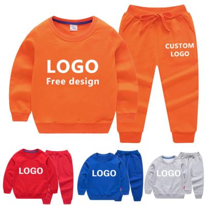 China 2022 Custom 100% Kids Casual Cotton Kids Sweatsuit Joggers Suit Set Logo Solid Color Plain Color Sweatsuit Sets Hoodie Suit for sale