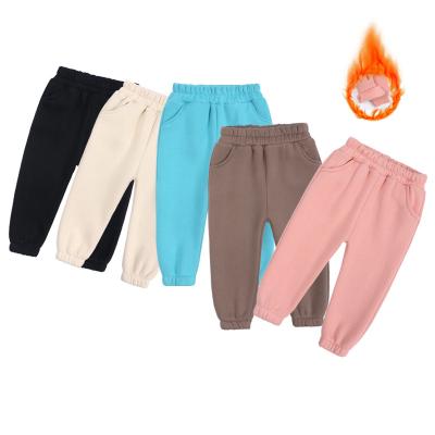 China Anti-pilling Kids Jogger Winter Clothing Thick Sweatpants Customized Kids Pants Cotton White Sweatpants Inside Long Kids Pants fleece for sale