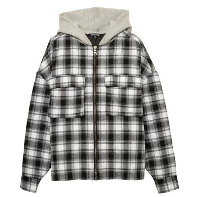 China LATEST Breathable CUSTOM MEN JACKET WHOLESALE GRID LOGO BREATHABLE PADDING JACKET WITH CONTRAST BOMBER HOODY for sale