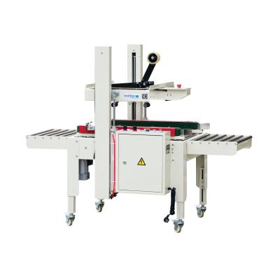 China Food Drive Side Manual Waves Folding Automatic Adjust Size Pneumatic Tape Box Carton Sealing Machine for sale