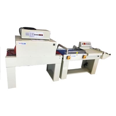 China Semi Automatic Manual Pneumatic Film Food POF Bottle Carton Plastic Box Heat L Bar Sealer And Shrink Tunnel Packing Machine for sale