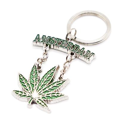 China Promotion Gift Factory Metal Creative Colorful Enamel Key Chain For Amsterdam Maple Leaf Key Chain For Tourist Souvenir for sale