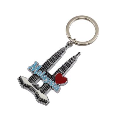 China Promotion Gift Good Quality Metal Custom Enamel Mini Twin Towers Malaysia Twin Towers Hard Key Chain for sale