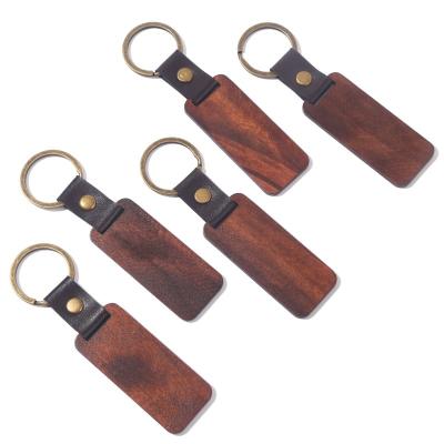 China Portable Multiple Styles Metal Key Ring Wooden Keychains Blank Laser Engraving Custom Leather Wooden Key Chain Key Chain for sale