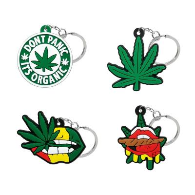 China Promotional Keychains Green Leaf Shape New Soft Rubber Key Ring Super Bike Motorbike Fit Keychain Use Rubber Key Chain for sale