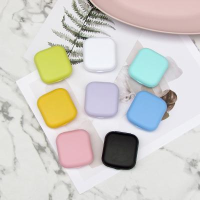 China Portable Square Girl Colored Simplicity Frosted Holder Box Mini Fashion Glass Case Contact Lens Case Solid Color Lens Case for sale