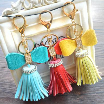 China Key Chain Women Leather Tassel Key Chain Pendant for sale