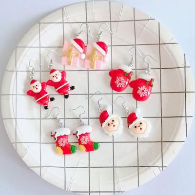 China Amazon Hot Sale Metal Christmas Earrings Cartoon Santa Claus Snowman Deer Christmas Tree Snowflake Fashion Stud Earrings for sale