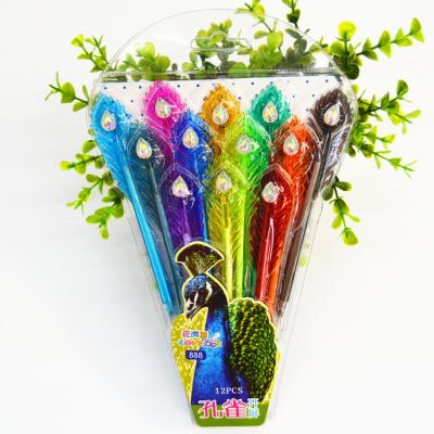 China Peacock Feather Gel Pen 12 Color Normal Colored Gel Ink Pen Set for Drawing and Marking for sale