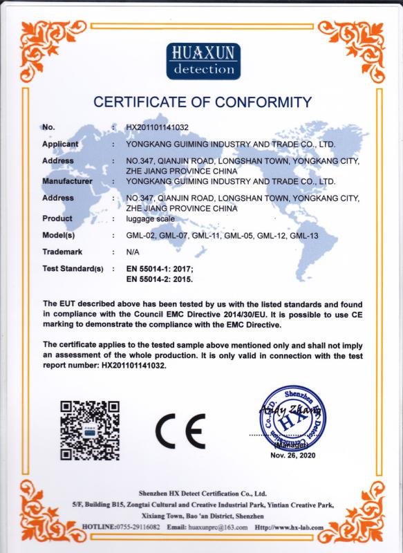 CE - Yongkang Guiming Industry And Trade Co., Ltd.