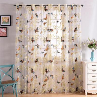 China Blackout Cortinas De Mariposas Home Decoration Tulle Window Living Room Burnout Print Curtains Drapes Sheer Butterfly Design for sale