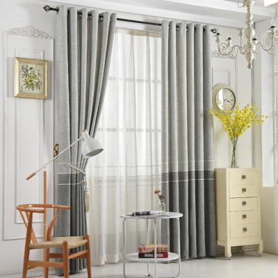 China 2021 Blackout Grommets Gray Faux Linen Blackout Window Curtains Cotton Linen Living Room, Wholesale Cotton and Linen Curtains for sale