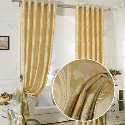 China Blackout Gold Color Ready Made African Blinds Window Sound Proof Flower Jacquard Thermal Curtains 63 Inches Long For Living Room for sale