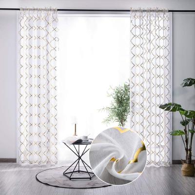 China Cheap Blackout 52X84 Inch Geometric Striped Pure Aluminum Printed Curtain Living Room Window Tulle Curtain for sale