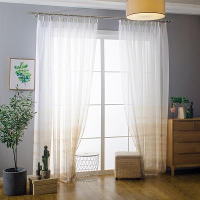 China Contemporary Light Brown Blackout Color Printed Window Sheer Voile Drapes Curtains For Living Room for sale