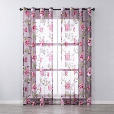 China Blackout Bedroom Home Decor Drapes Hotel Purple Floral Kitchen Panel Window Shade Sheer Tulle Curtains For Living Room for sale