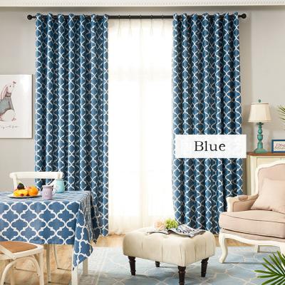 China Hot Sale Blue Geometric Printing Black Cortines Para Sala For Window Custom Amazon Wish Blackout Moroccan Exit Curtains for sale