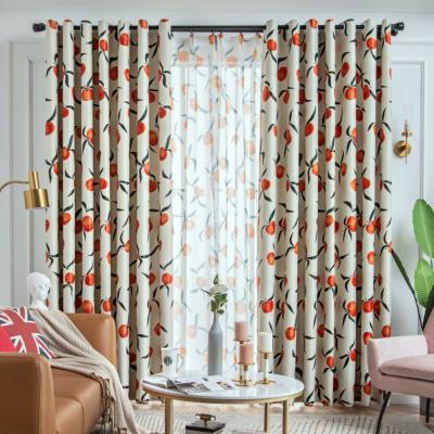 China Wholesale Blackout Pinch Fruit Printed Living Room Bedroom Drapes Curtains Blackout Rideauxx De Salon With Print for sale