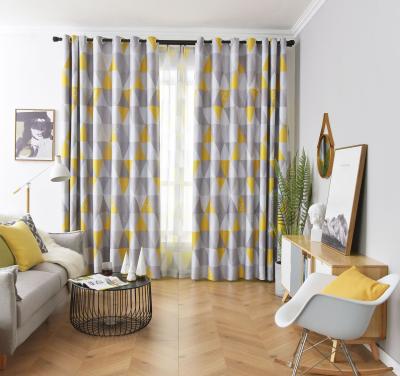 China Wholesale Cheap Geometric Blackout Pattern Block Printed Modern Blackout Curtains, Ready Made Bedroom Window Curtain Printed for sale