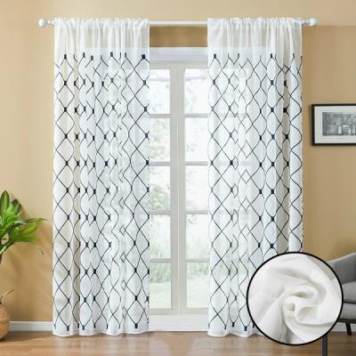 China Hot Selling Wholesale Blackout Wish Sheers Voile Curtain Window Translucent Embroidered Living Room for sale