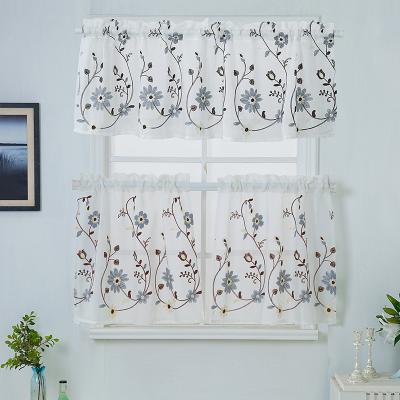 China Kitchen Floral Window Blackout Country Style Embroidery Sheer Curtains For Home for sale