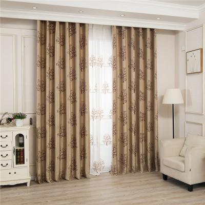 China Blackout Brown Color Luxury Modern Fashion Sun Block Jacquard Window Curtains Drapes Plug & Play for sale