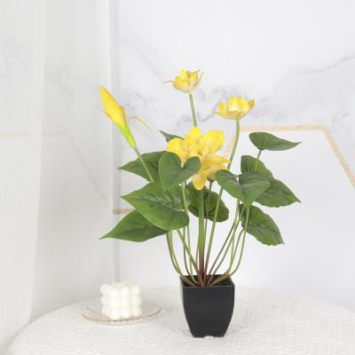 China Wholesale Artificial Party/Arts and Crafts/Holiday/Christmas Day Decoration/Home Gift Pot Daffodil Flower for Office Restaurant Home Wedding Decoration for sale