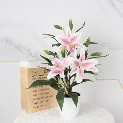 China Factory Direct Sales Artificial Potted Stripe Fleur De Lis Tiger Lily for sale