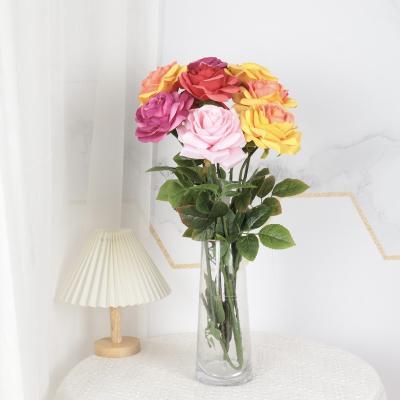 China Artificial Flower Rubber Rose Wholesale For Artificial Decoration for sale