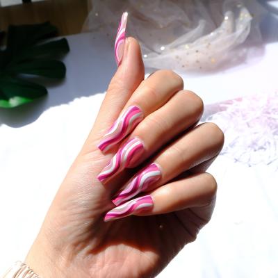 China 2021 New Arrival Wholesale Bulk French Nail Tips Fake Press On Nails Artificial Nails With Packing Box for sale