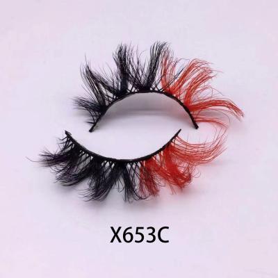 China Wholesale Colored False Mink Eyelashes Full Strip Eyelashes Sellers Magnetic Color Mink Lashes 15mm Natural 3d Wholesale False Eyelashes for sale