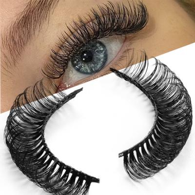 China Wholesale Full D Curl Eyelash 3D Natural Faux Mink Russian Strip Lashes Deep Curl Volume Russian Mink Strip Lashes D Curl Lashes for sale